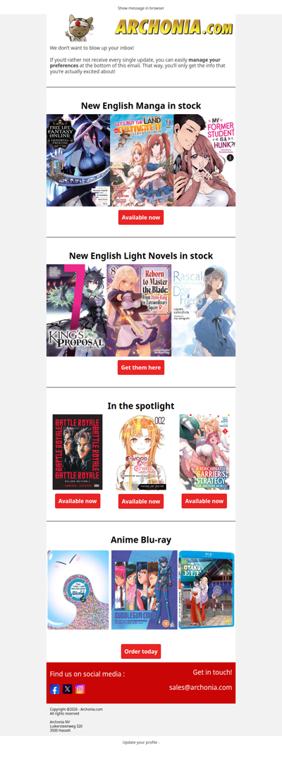 Explore Our Freshly Stocked Manga & Novels