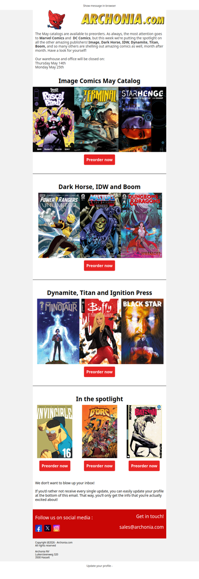 🔦 Spotlight on the May Preorder Catalogs