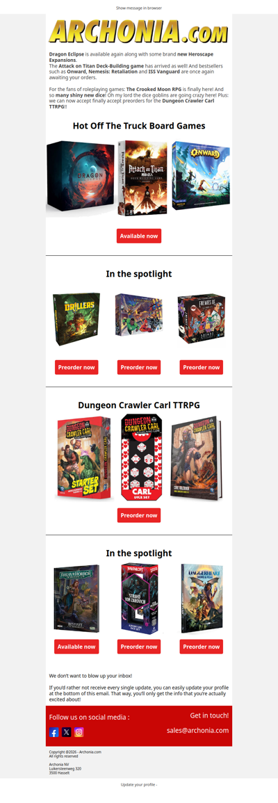 Hot Off The Truck Board Games
