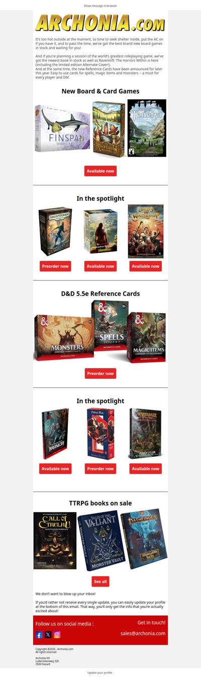 Hot Off The Truck Board Games!