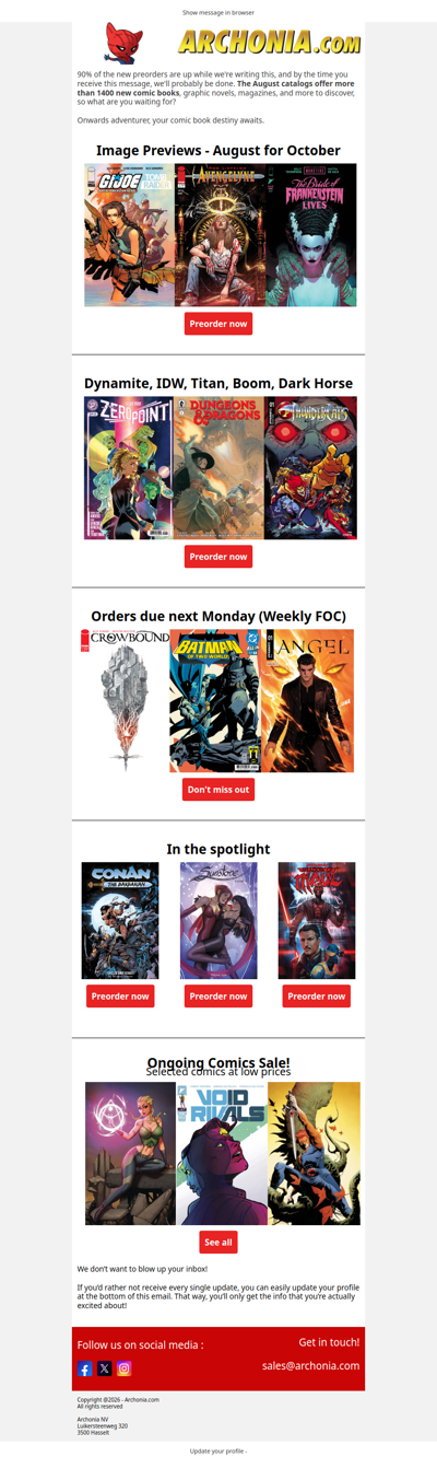 New Image, Dark Horse, IDW, Dynamite & more Preorder Catalogs