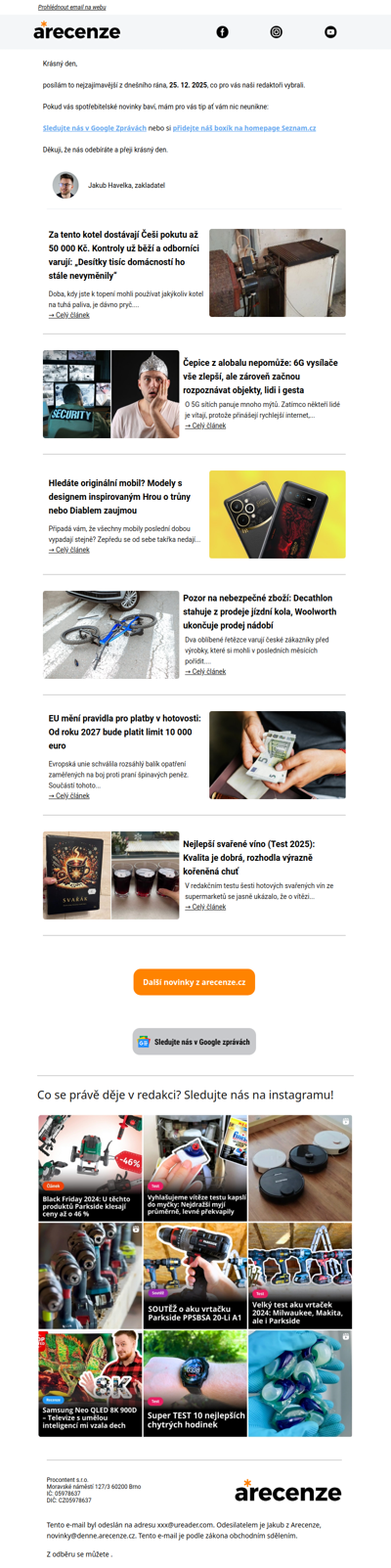 Novinky pro spotřebitele - 25. 12. 2025 - Slevy, testy a další články
