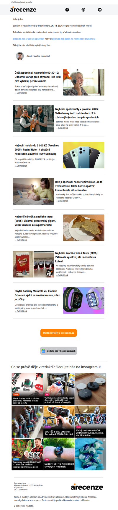 Novinky pro spotřebitele - 26. 12. 2025 - Slevy, testy a další články