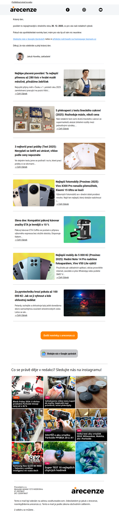 Novinky pro spotřebitele - 30. 12. 2025 - Slevy, testy a další články