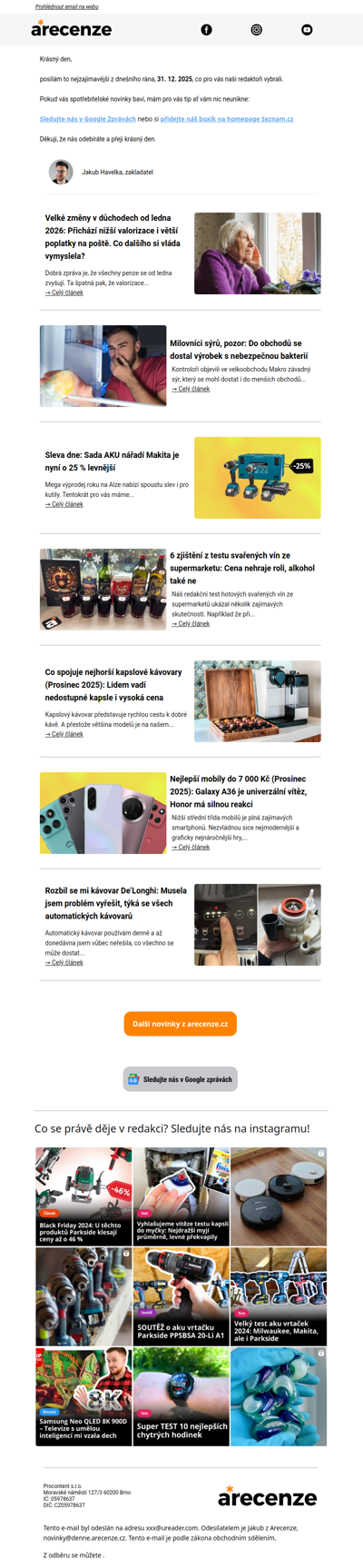 Novinky pro spotřebitele - 31. 12. 2025 - Slevy, testy a další články