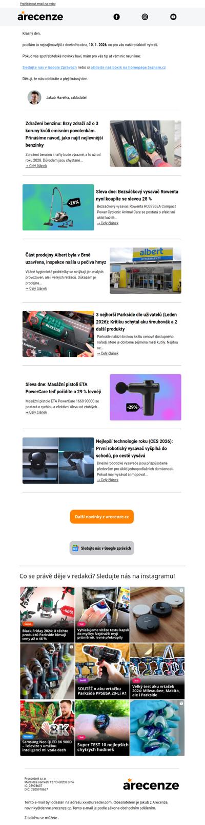 Spotřebitelský radar - 10. 1. - Slevy, testy a novinky od arecenze.cz