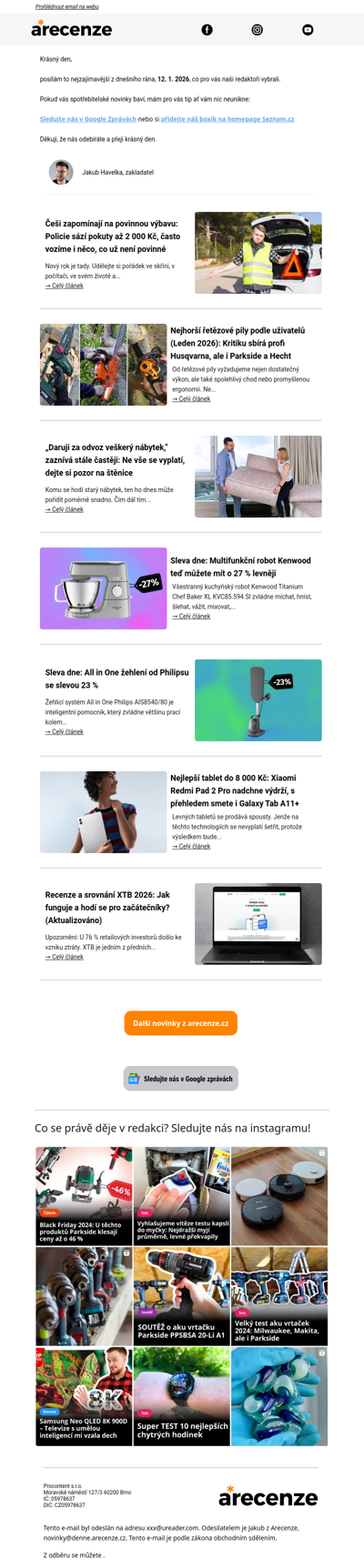 Spotřebitelský radar - 12. 1. - Slevy, testy a novinky od arecenze.cz