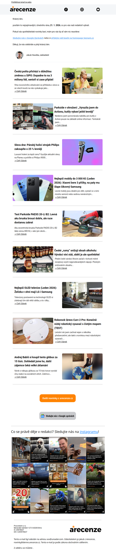 Spotřebitelský radar - 21. 1. - Slevy, testy a novinky od arecenze.cz