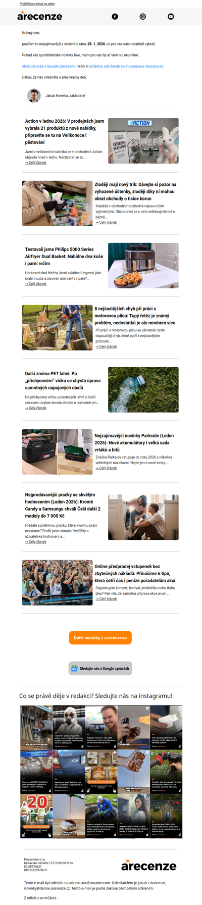 Spotřebitelský radar - 28. 1. - Slevy, testy a novinky od arecenze.cz