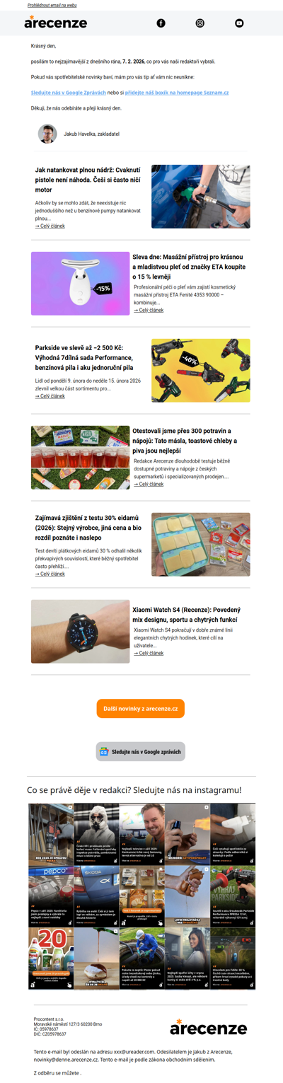 Spotřebitelský radar - 7. 2. - Slevy, testy a novinky od arecenze.cz