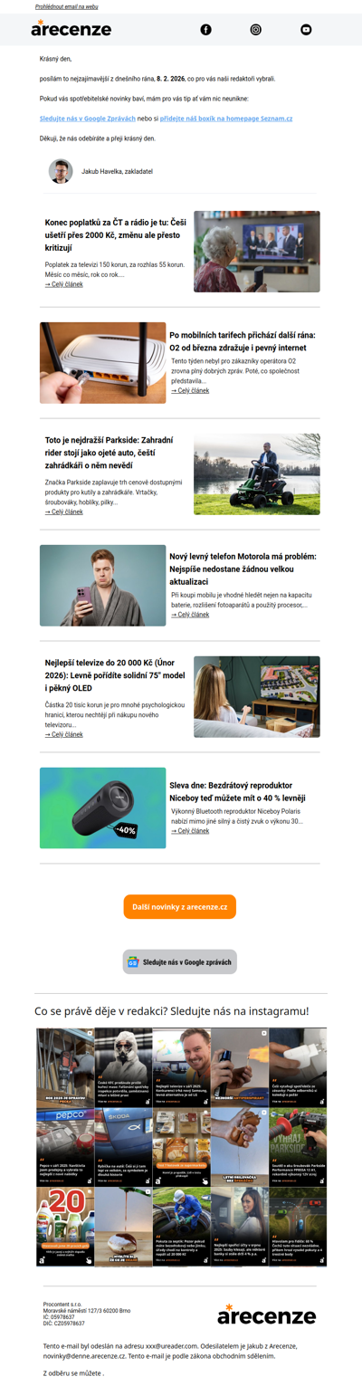 Spotřebitelský radar - 8. 2. - Slevy, testy a novinky od arecenze.cz