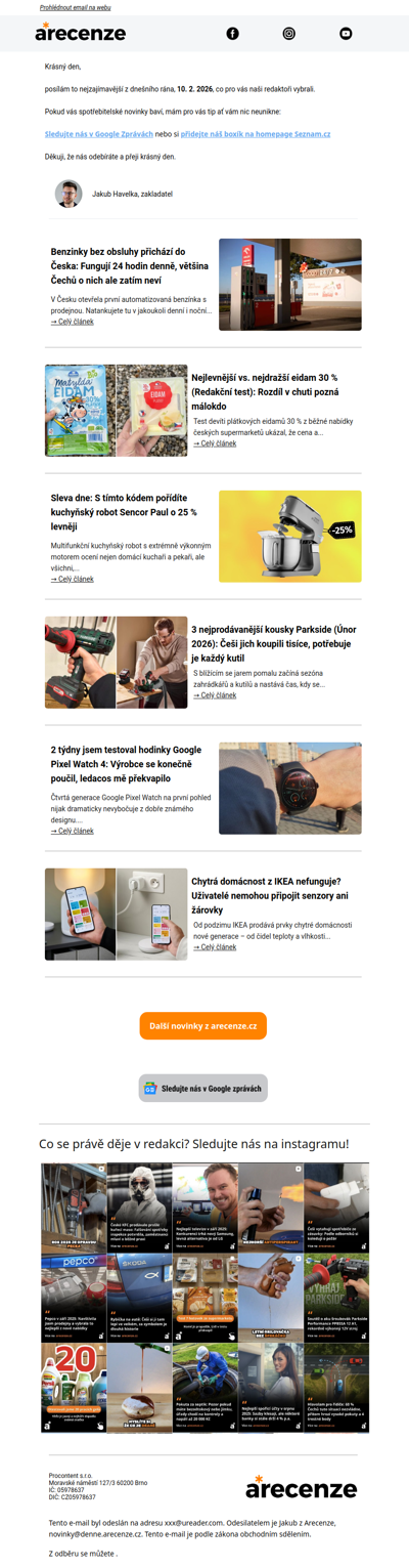 Spotřebitelský radar - 10. 2. - Slevy, testy a novinky od arecenze.cz