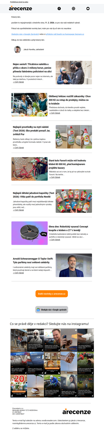 Spotřebitelský radar - 11. 2. - Slevy, testy a novinky od arecenze.cz