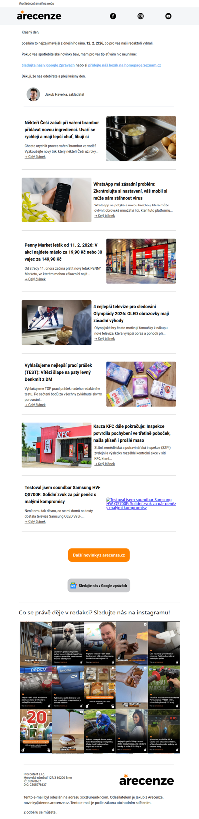 Spotřebitelský radar - 12. 2. - Slevy, testy a novinky od arecenze.cz