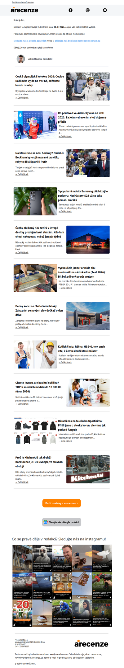 Spotřebitelský radar - 19. 2. - Slevy, testy a novinky od arecenze.cz