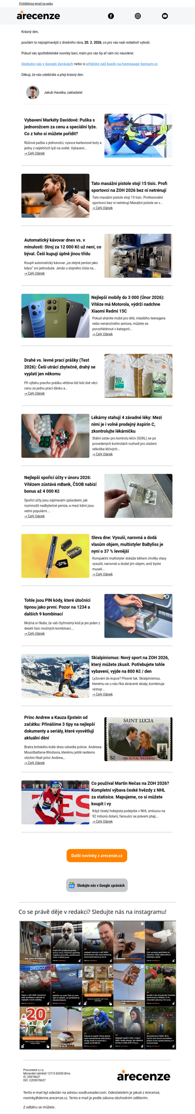 Spotřebitelský radar - 20. 2. - Slevy, testy a novinky od arecenze.cz