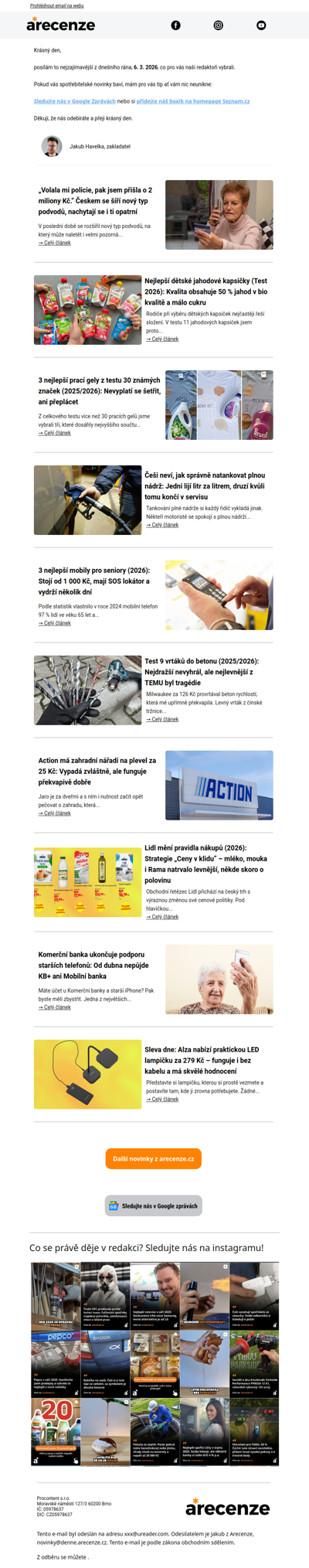 Spotřebitelský radar - 6. 3. - Slevy, testy a novinky od arecenze.cz