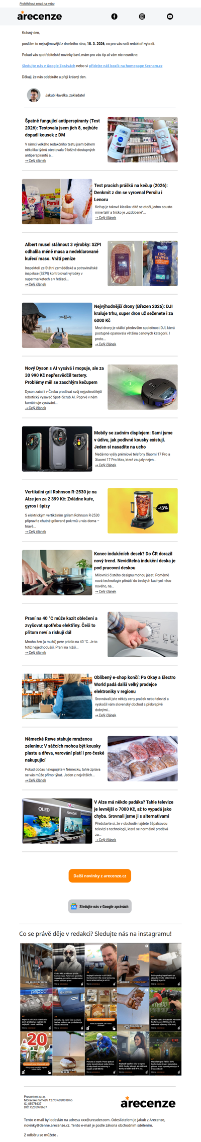 Spotřebitelský radar - 18. 3. - Slevy, testy a novinky od arecenze.cz