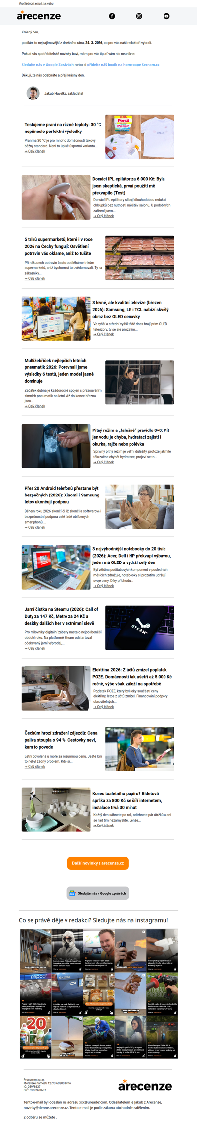 Spotřebitelský radar - 24. 3. - Slevy, testy a novinky od arecenze.cz