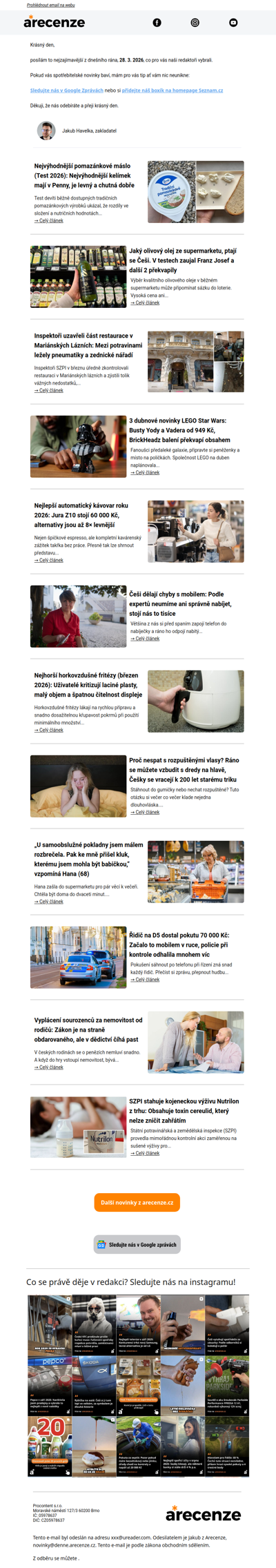 Spotřebitelský radar - 28. 3. - Slevy, testy a novinky od arecenze.cz