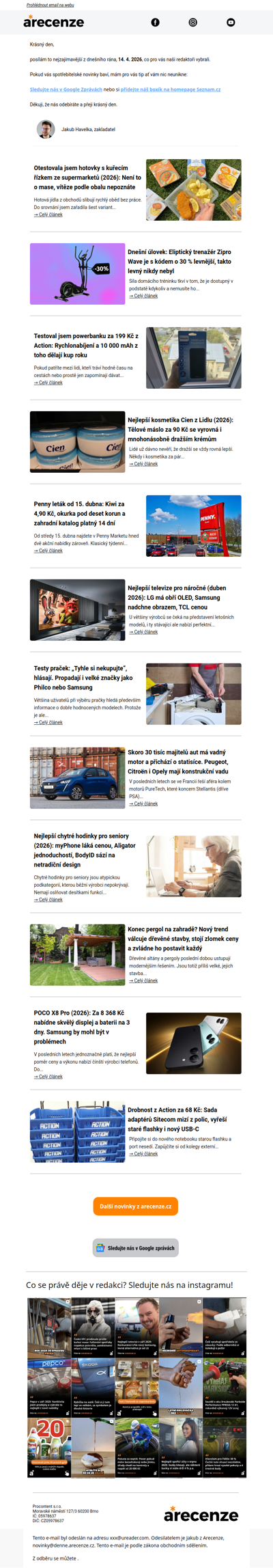 Spotřebitelský radar - 14. 4. - Slevy, testy a novinky od arecenze.cz