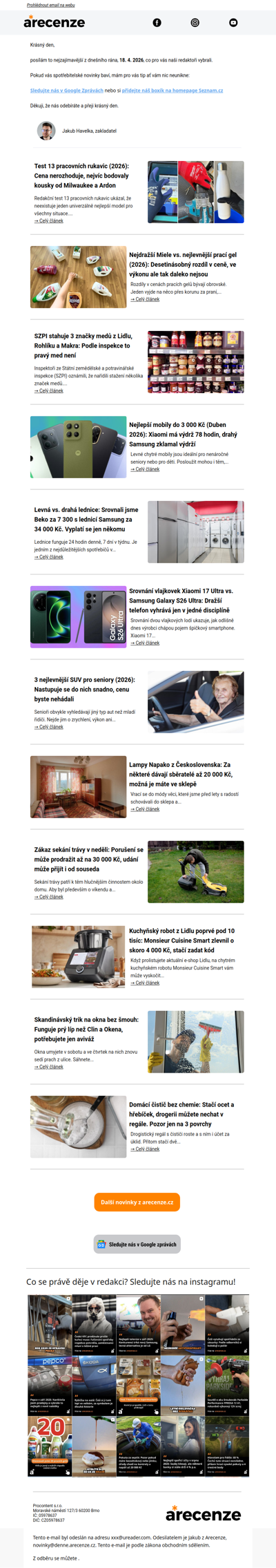 Spotřebitelský radar - 18. 4. - Slevy, testy a novinky od arecenze.cz