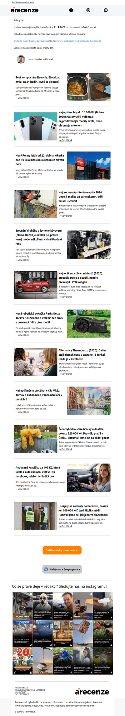 Spotřebitelský radar - 21. 4. - Slevy, testy a novinky od arecenze.cz