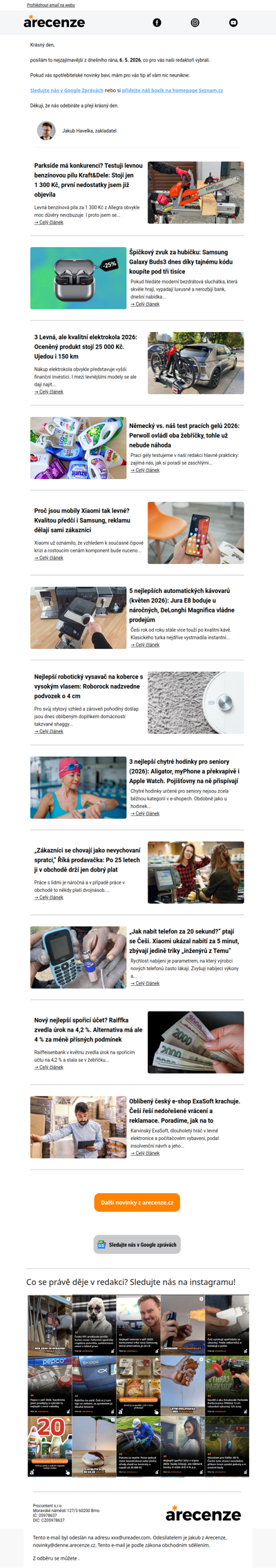 Spotřebitelský radar - 6. 5. - Slevy, testy a novinky od arecenze.cz