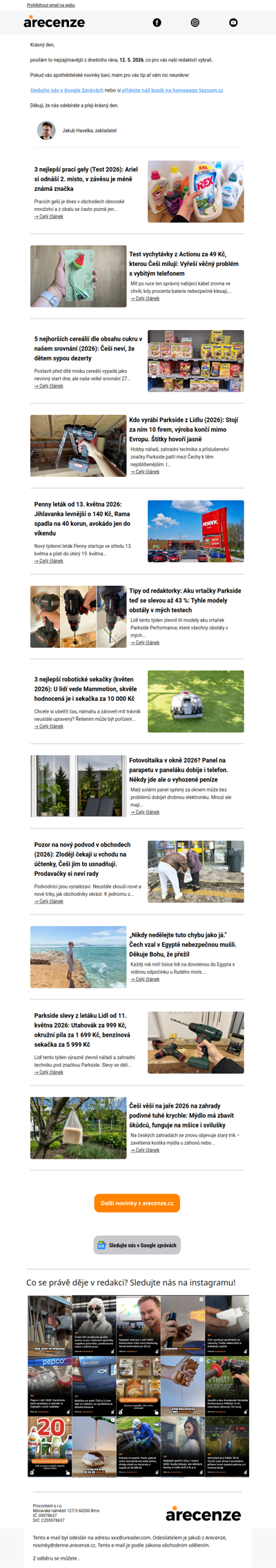 Spotřebitelský radar - 12. 5. - Slevy, testy a novinky od arecenze.cz