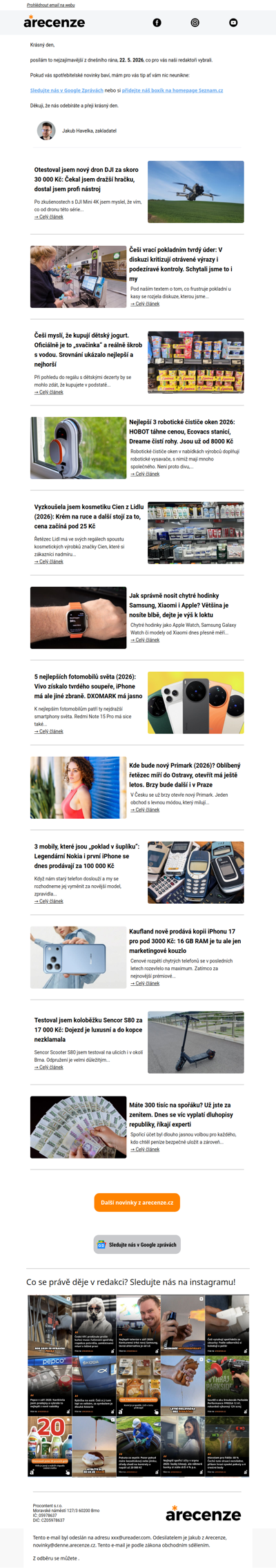Spotřebitelský radar - 22. 5. - Slevy, testy a novinky od arecenze.cz