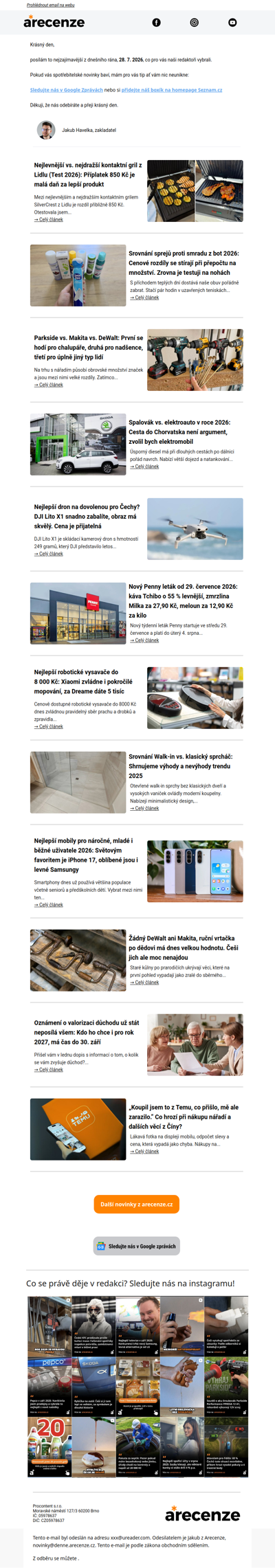 Spotřebitelský radar - 28. 7. - Slevy, testy a novinky od arecenze.cz
