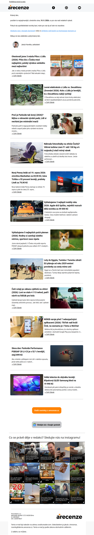 Spotřebitelský radar - 18. 8. - Slevy, testy a novinky od arecenze.cz
