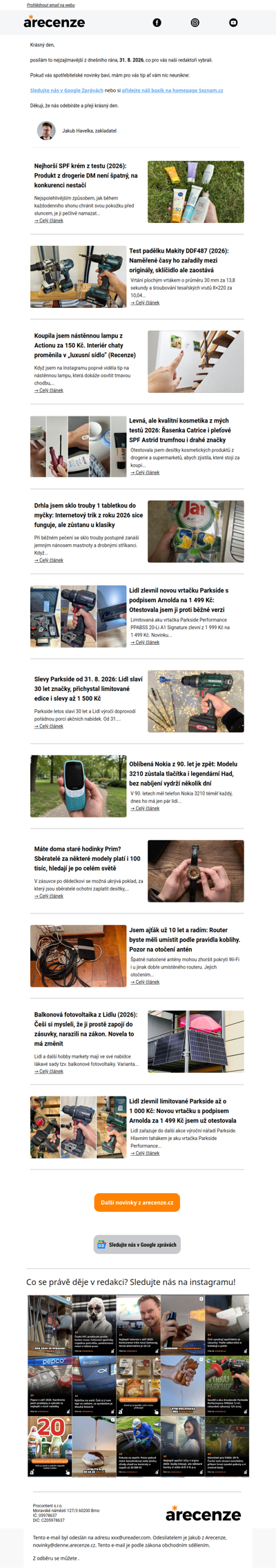 Spotřebitelský radar - 31. 8. - Slevy, testy a novinky od arecenze.cz