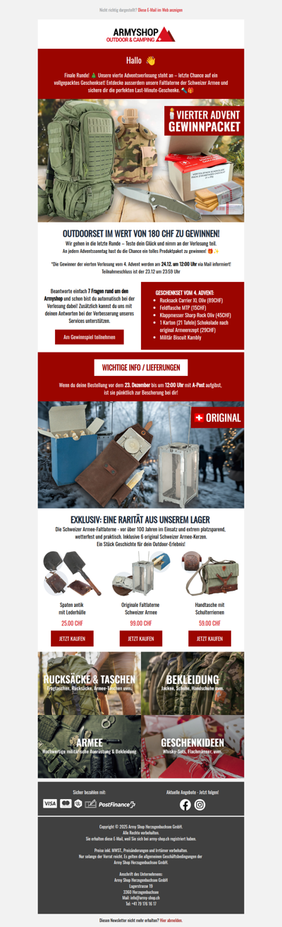 4. Runde Adventsverlosung! 🎁✨ Gewinne tolle Preise.