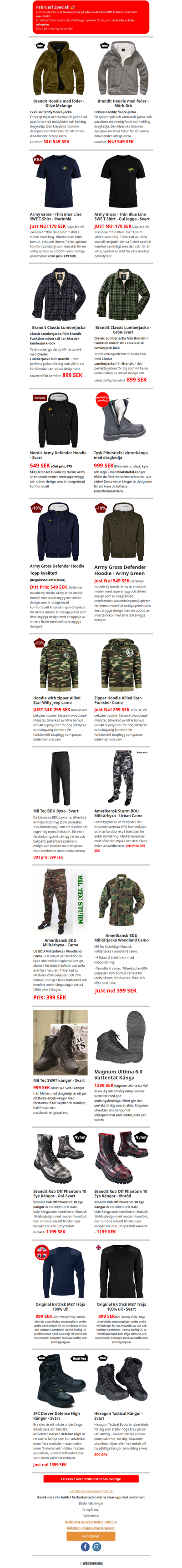 Extra bra priser på våra mest sålda SWE T-shirts i svart och marinblått.   -  Armygross.se