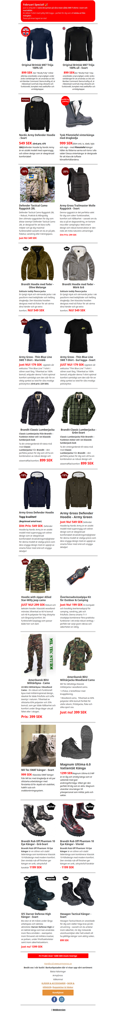 Natotröjor åter i lager  -  Armygross.se