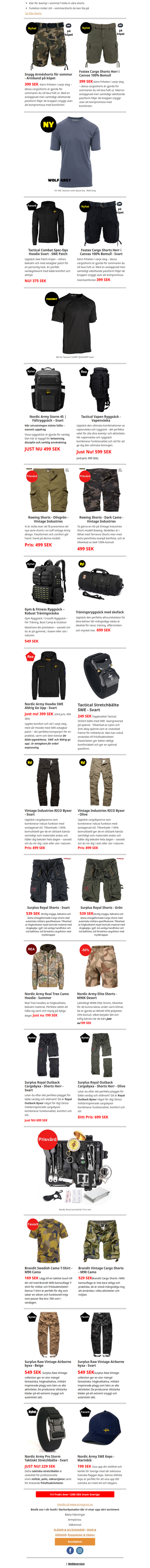 Fostex Cargo Shorts - Armband på Köpet!  - Army Gross🤗