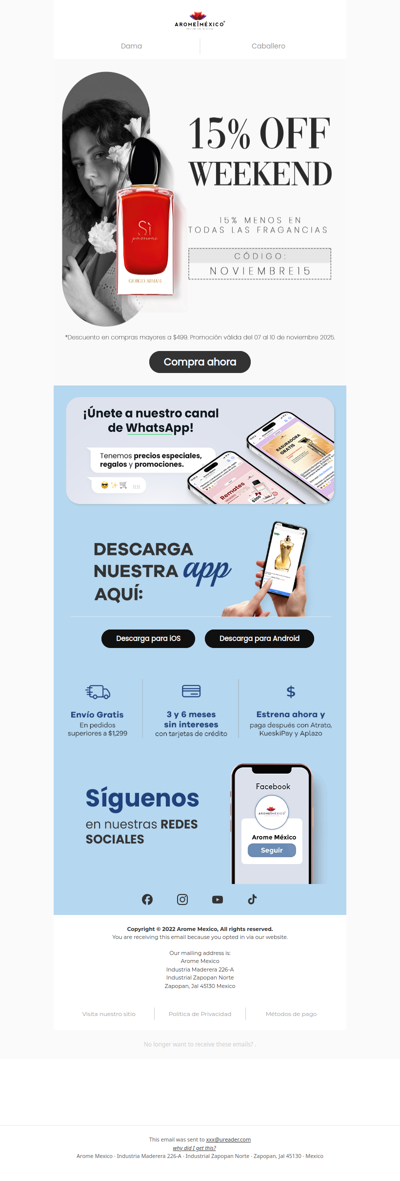 ¡Fin de semana de descuentos!🛍️ 15% OFF en todo.