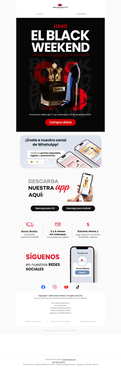 ▪️Ya empezó el BLACK WEEKEND de AROME▪️Hasta 70%OFF