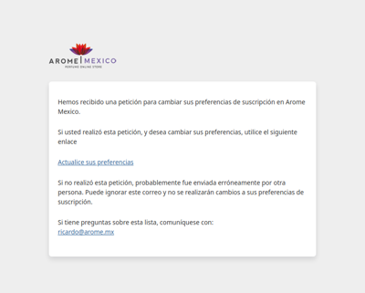 Arome Mexico: Actualizar perfil