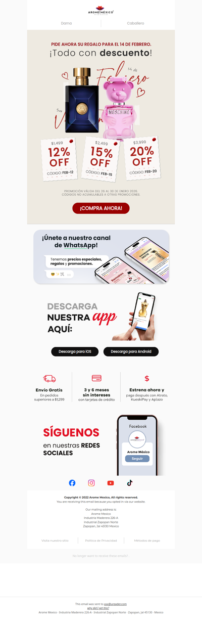 Sorprende a tu pareja con su perfume favorito. 💝 Hasta 20%OFF