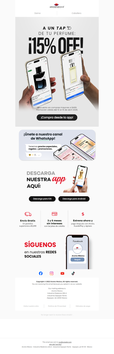 👑 Exclusivo en la App: 15% OFF en tu próxima fragancia