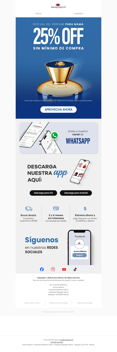 25% de descuento en TODO para mamá. ¡Sin mínimo de compra!🎁