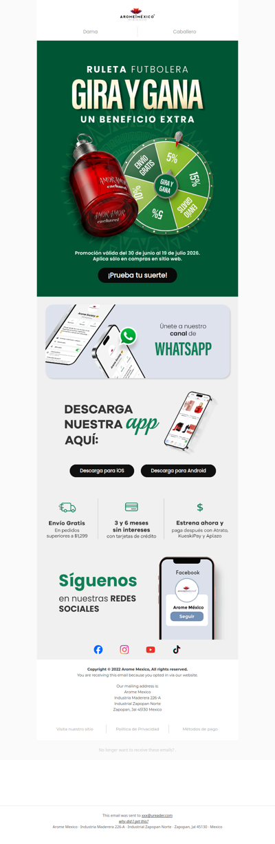 ⚽¿Y si sí? 🎁 Gira y GANA un descuento extra en tu compra.