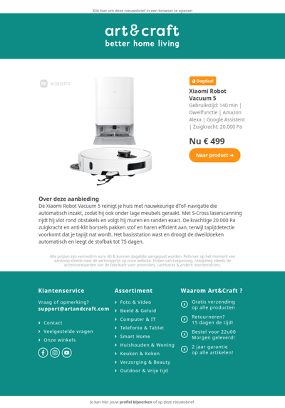 DAGDEAL: Xiaomi 5 Robotstofzuiger 🔥