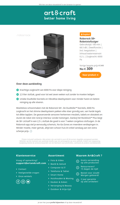 DAGDEAL: Roborock S8+ Robotstofzuiger 🔥