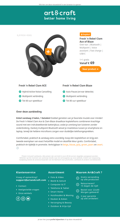 DAGDEAL: 1+1 GRATIS op Fresh 'N Rebel koptelefoons 🔥🎶