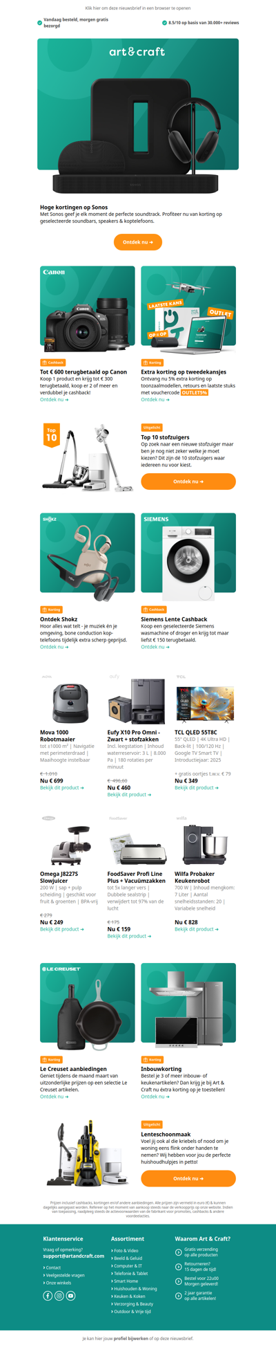 Hoge kortingen op Sonos, Le Creuset & meer!