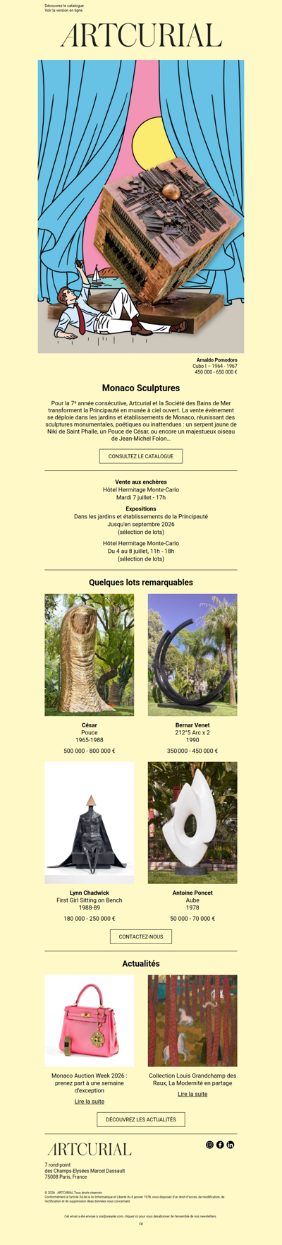 Monaco Auction Week : Monaco Sculptures - 7 juillet 2026