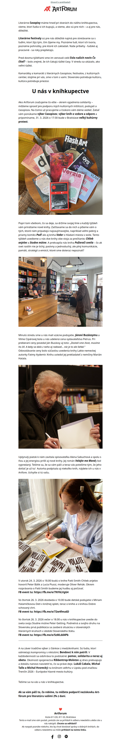 Ako Artforum zvažujeme čo ešte – okrem vyjadrenia solidarity – môžeme